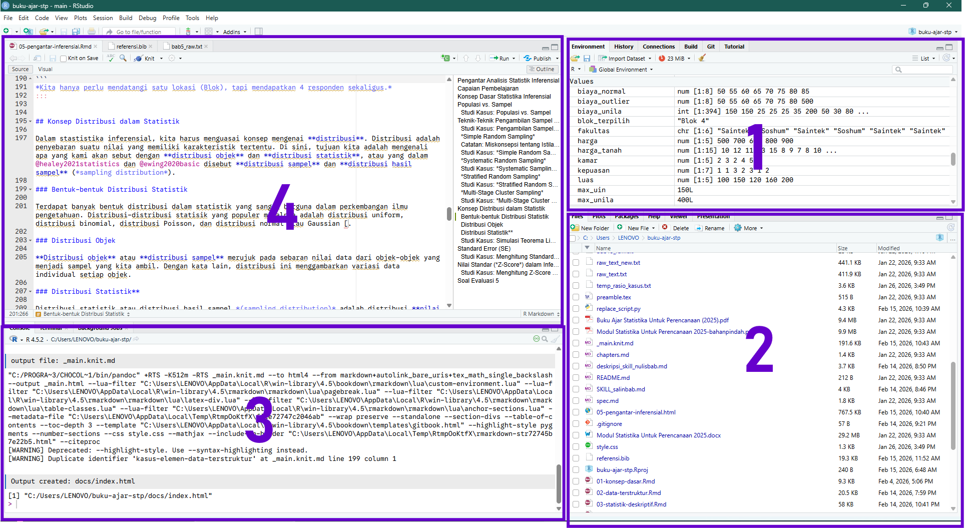 Bagian-bagian jendela RStudio